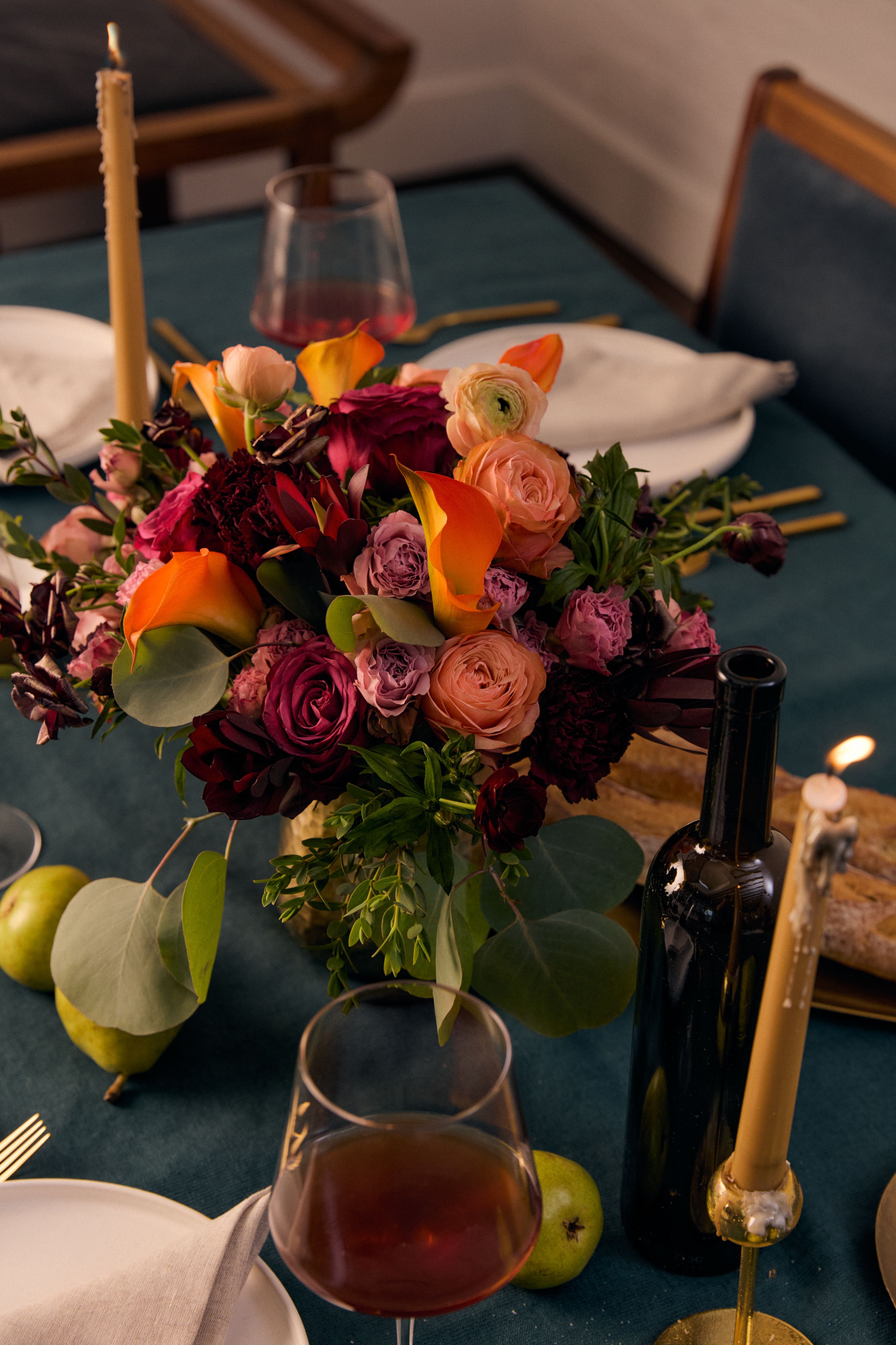 Close up of a fall centerpiece by UrbanStems.