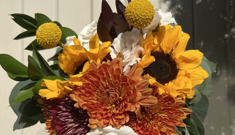 Close up of sunflower bouquet for home decor