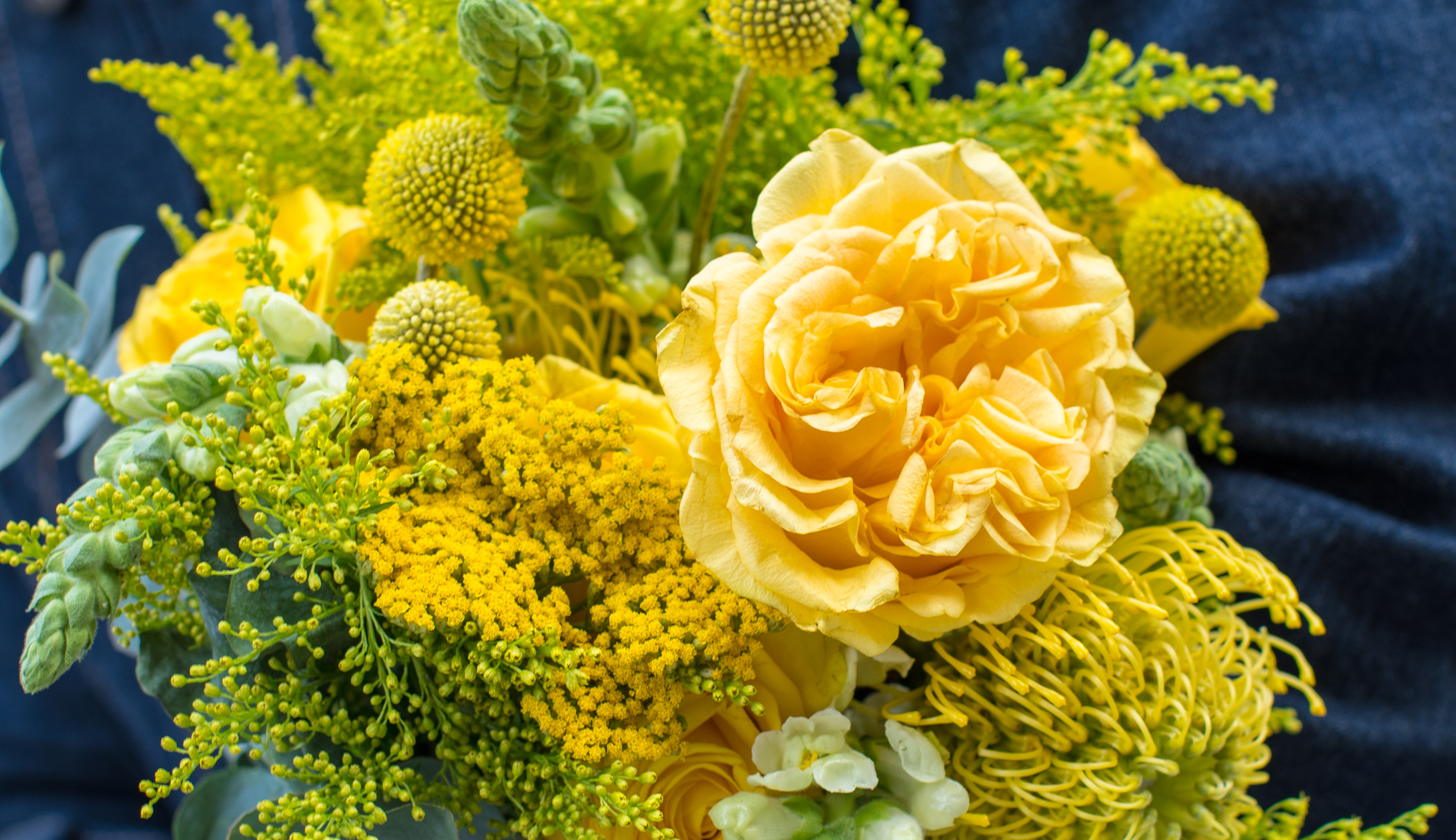 Close up shot of yellow flower bouquet