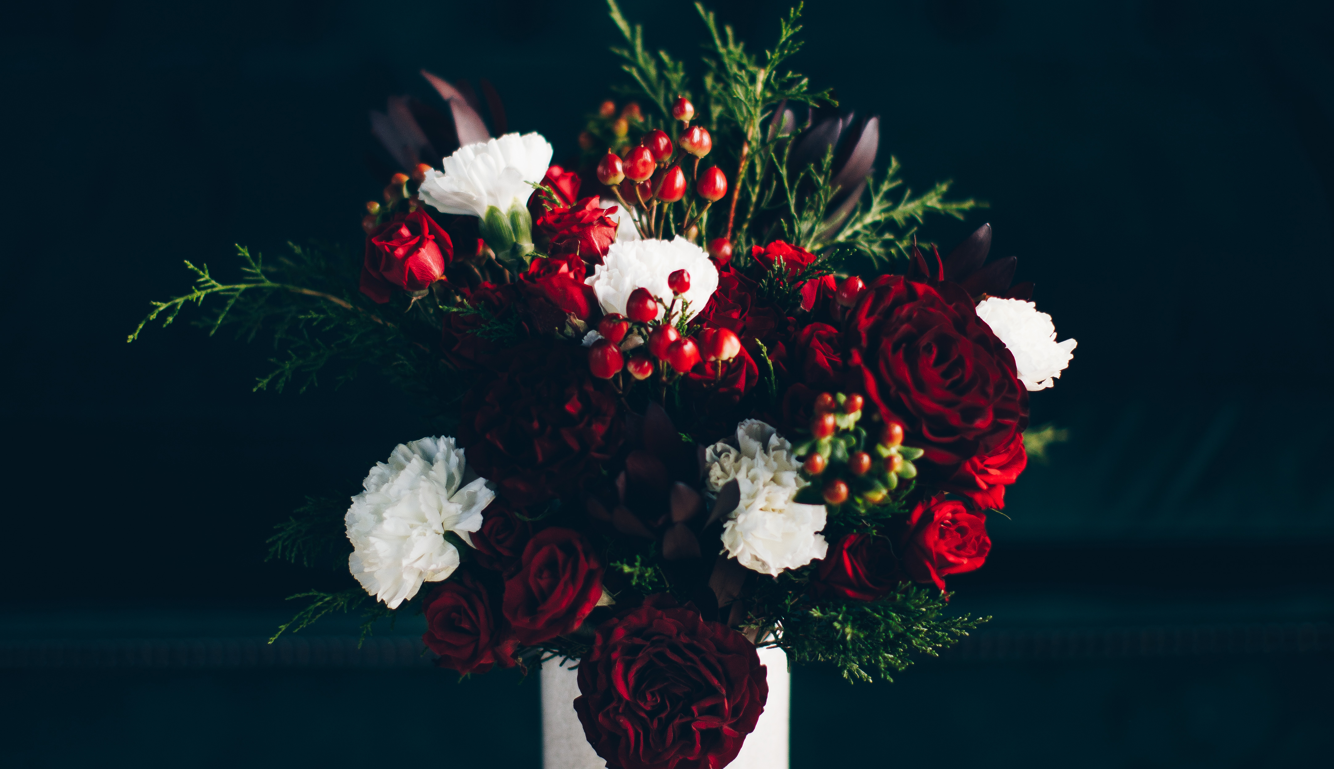 Close up of holiday bouquet for corporate gifting