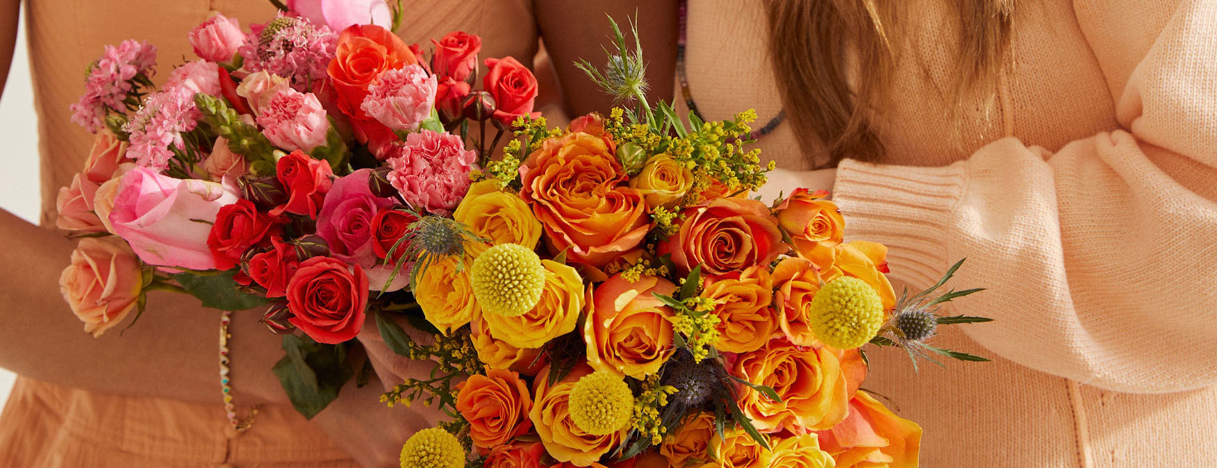 Close up of two Valentine's Day flower bouquets
