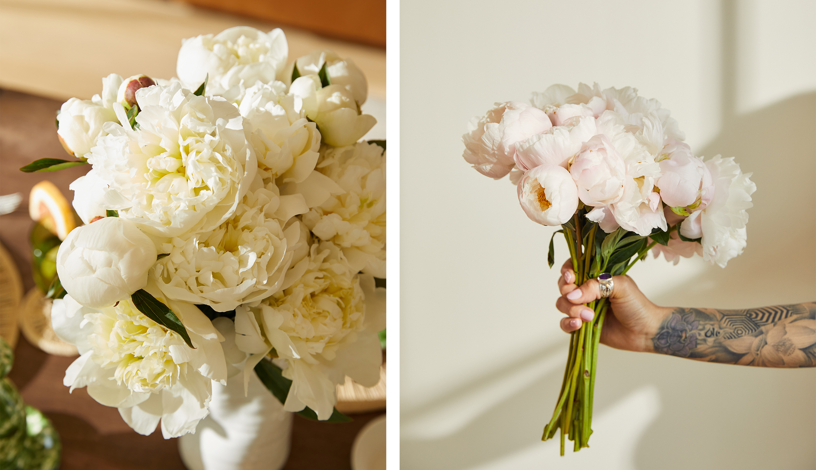 White peony flower bouquets for delivery.