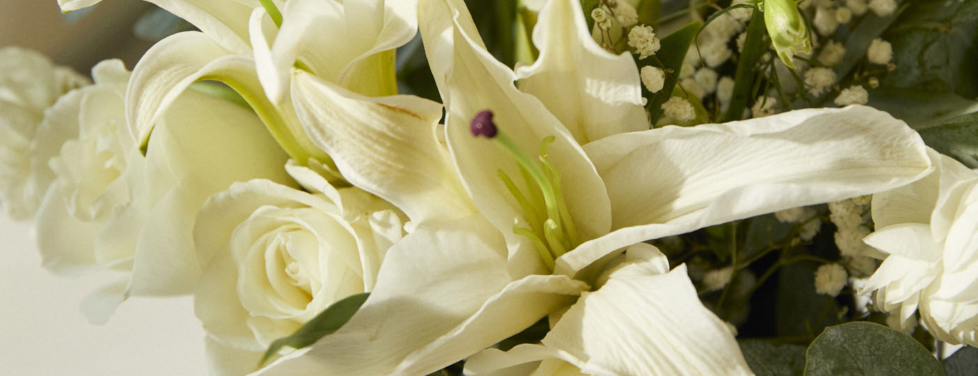 Close up of a sympathy bouquet for a funeral