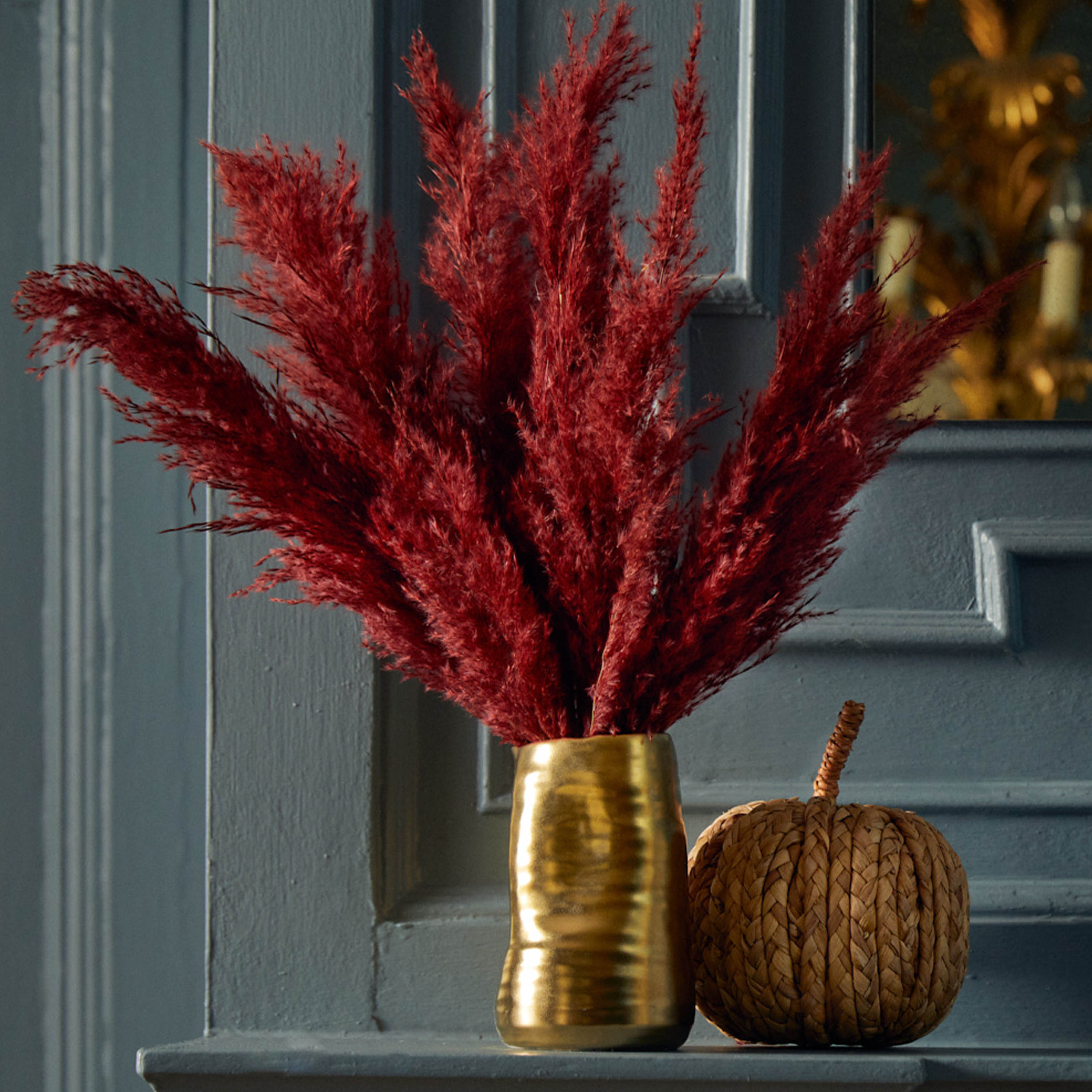 Dyed red pampas grass