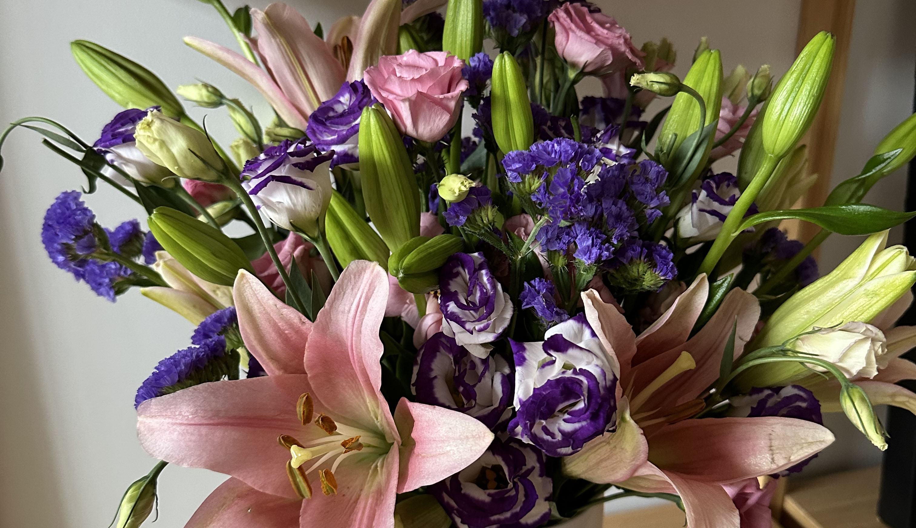 Close up of a bouquet of spring lilies